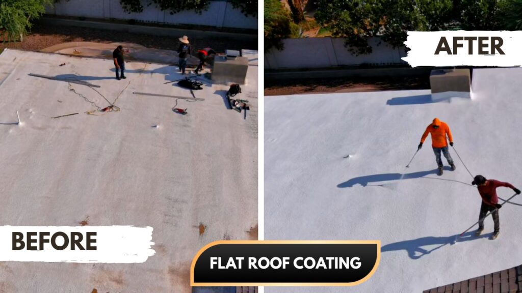 Flat roof before and after coating