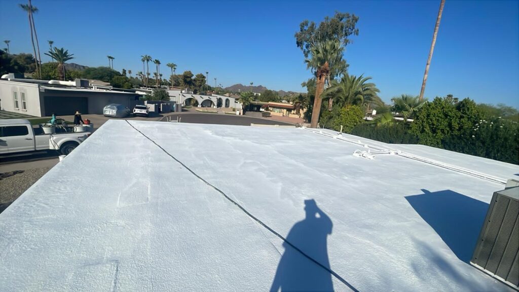 Finished white coated flat roof in Arizona